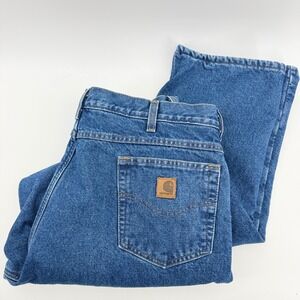 Carhartt B155 DST Mens Blue Fleece Lined Relaxed Fit Denim Jeans 38x32 Workwear